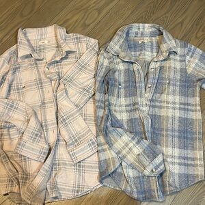 Pair of Faherty better sweater button up tops